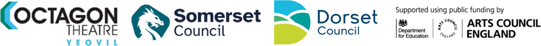 Octagon Theatre, Somerset Council, Dorset Council, Arts Council England logos